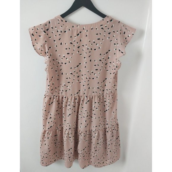 Andree by Unit Pink Tiered Flowy All Over Print Dress Sz Small - Picture 2 of 12